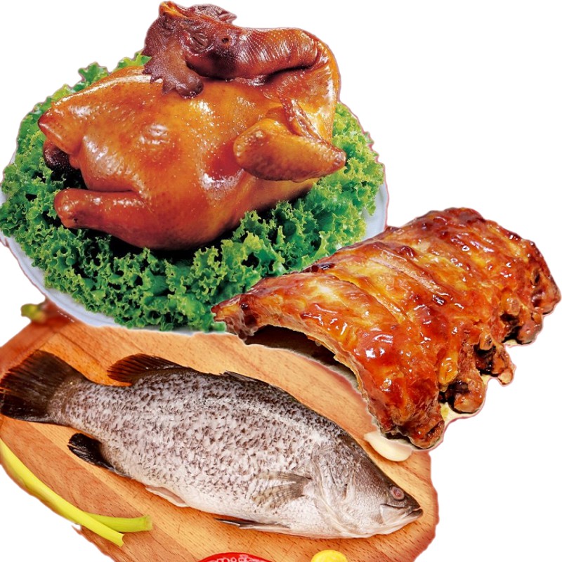 【鮮潮】虔誠拜拜三牲組(桃木燻雞.照燒肋排.金目鱸)