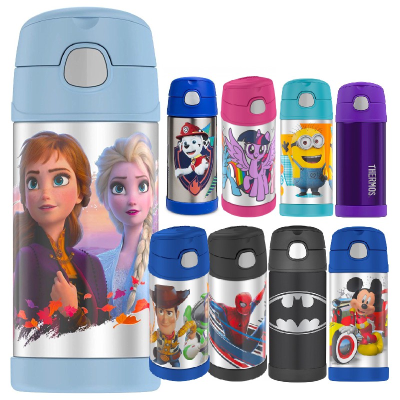 【商品特色】可愛的授權圖案,迪士尼與小小兵還有漫威電影目不轉睛!!不鏽鋼寬口設計,超適合寶貝使用【商品規格】品牌：美國膳魔師thermos產品：提把不鏽鋼兒童保溫杯材質：不鏽鋼／矽膠／食用級PP容量：
