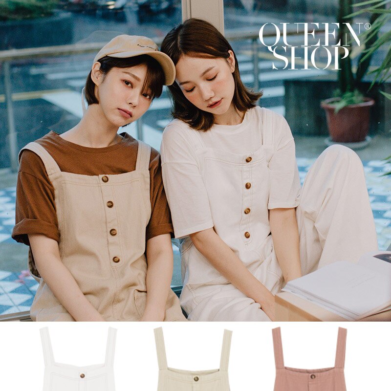 Ｑｕｅｅｎ Ｓｈｏｐ【04050568】排釦雙口袋造型吊帶連身褲 三色售＊現+預＊