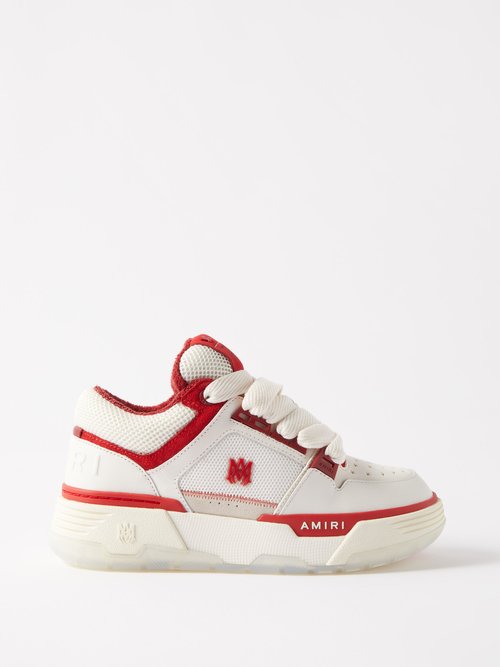 Amiri - Ma-1 Leather And Mesh High-top Trainers - Womens - White Red