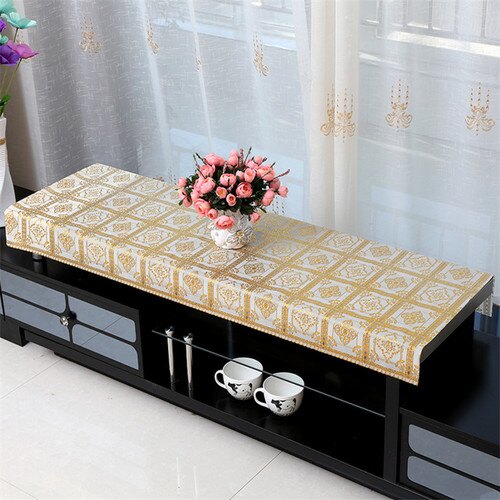 燙金花邊60*60cm床頭柜PVC燙金桌布電視柜墊桌旗茶幾墊床頭柜罩梳妝臺布藝wd-626775
