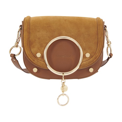 Created in small grain cowhide with a flap in calfskin suede, See By Chloé's Mara cross-body bag is