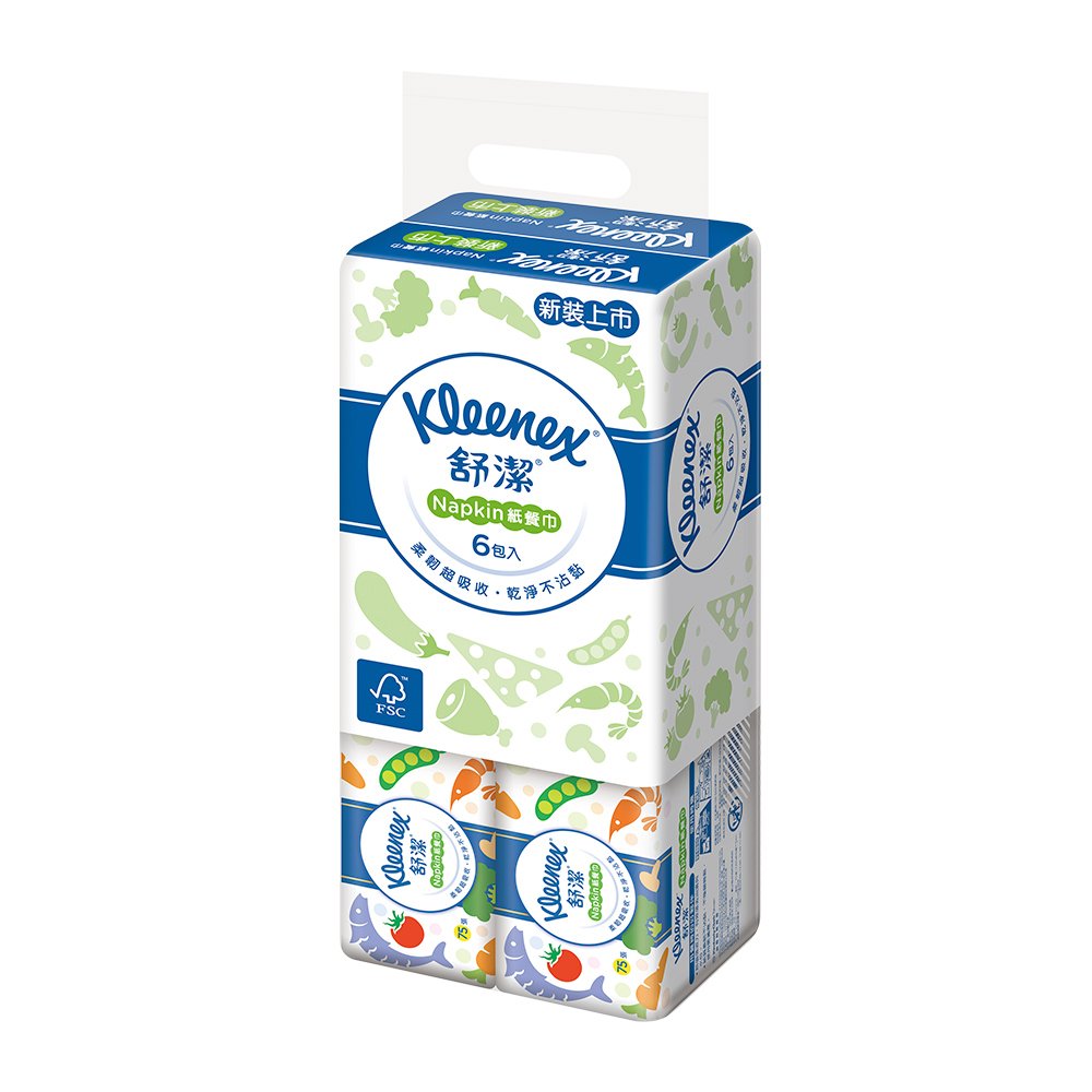 舒潔 高級紙餐巾(純白)75張(6包x8/箱)
