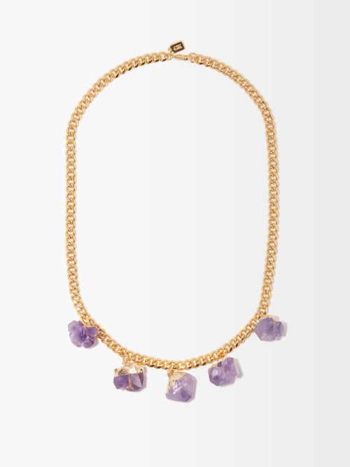 Crystal Haze - Amethyst & 18kt Gold-plated Necklace - Womens - Purple Gold