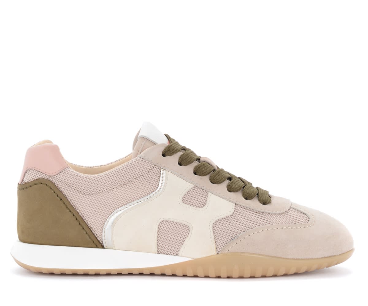 Hogan Olympia-z Sneakers In Suede And Powder Pink Fabric