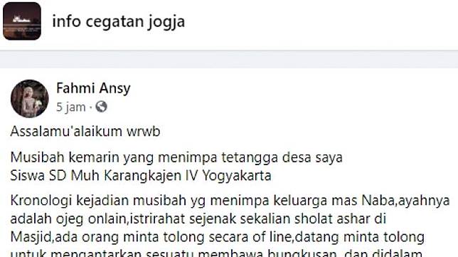 Viral Bocah Sd Di Sewon Tewas Usai Konsumsi Takjil Dari Orang Asing Suara Com Line Today