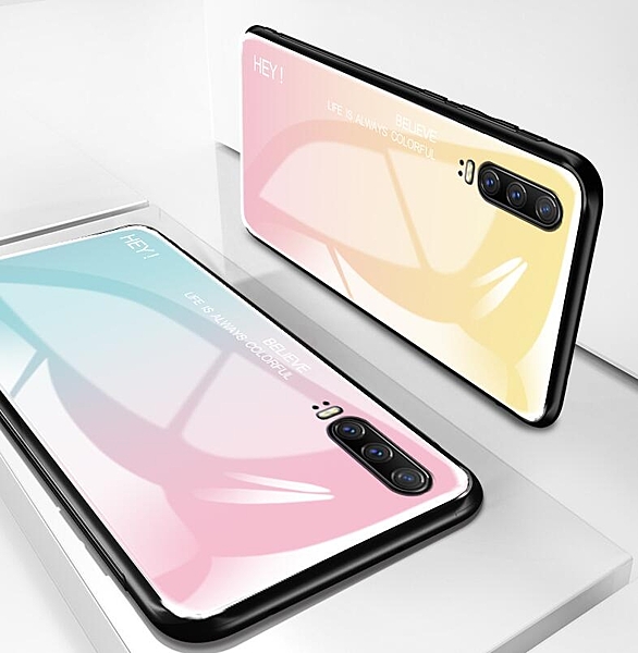 華為 p30 Pro 簡約漸變手機殼 P30 Pro 時尚防摔全包保護套 鋼化玻璃鏡面 矽膠保護套