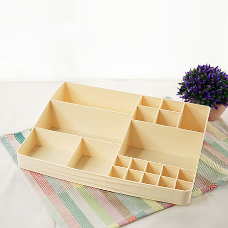 【佶之屋】歐風簡約多分格化妝品/口紅桌面收納盒/L象牙黃