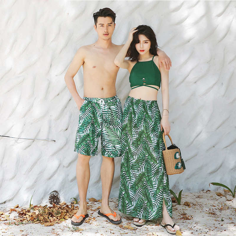 分體情侶泳衣女2019新款小香風三件套裙式遮肚小胸﹤聚攏溫泉游泳衣