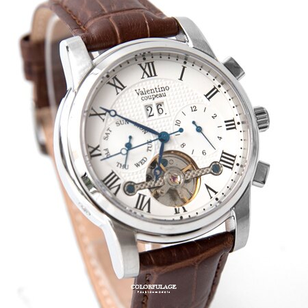 精緻真皮錶帶 鏤空機械錶盤設計 原廠公司貨