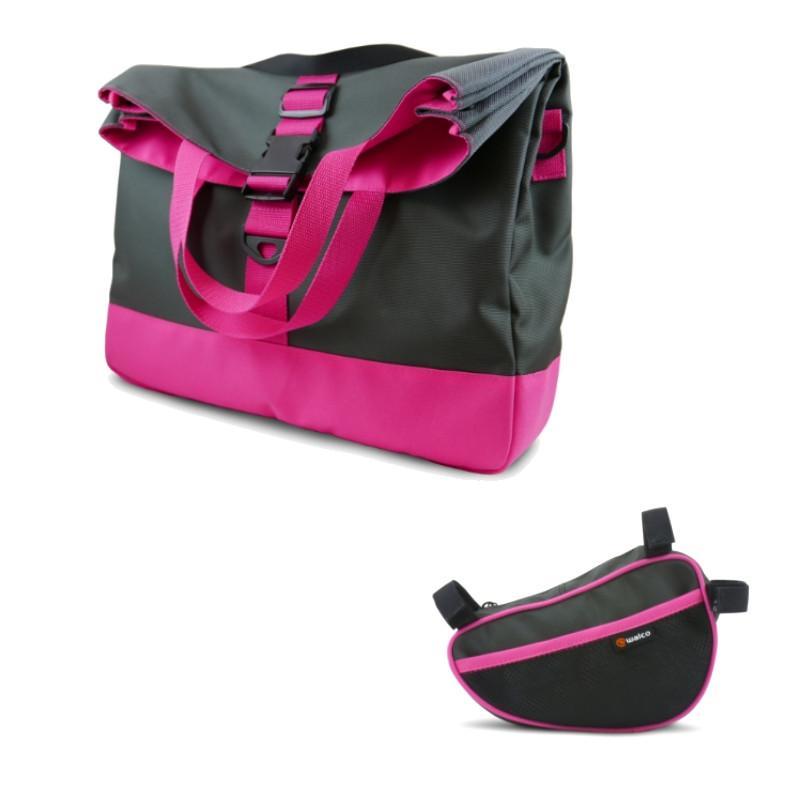 【限量】單車購物側馬鞍包 + 單車三角包 優惠組合 - 粉紅款