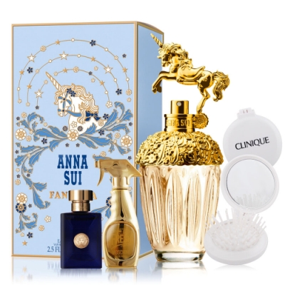 *ANNA SUI安娜蘇 童話獨角獸淡香水75ml加贈品小香5mlX2+美妝梳鏡組