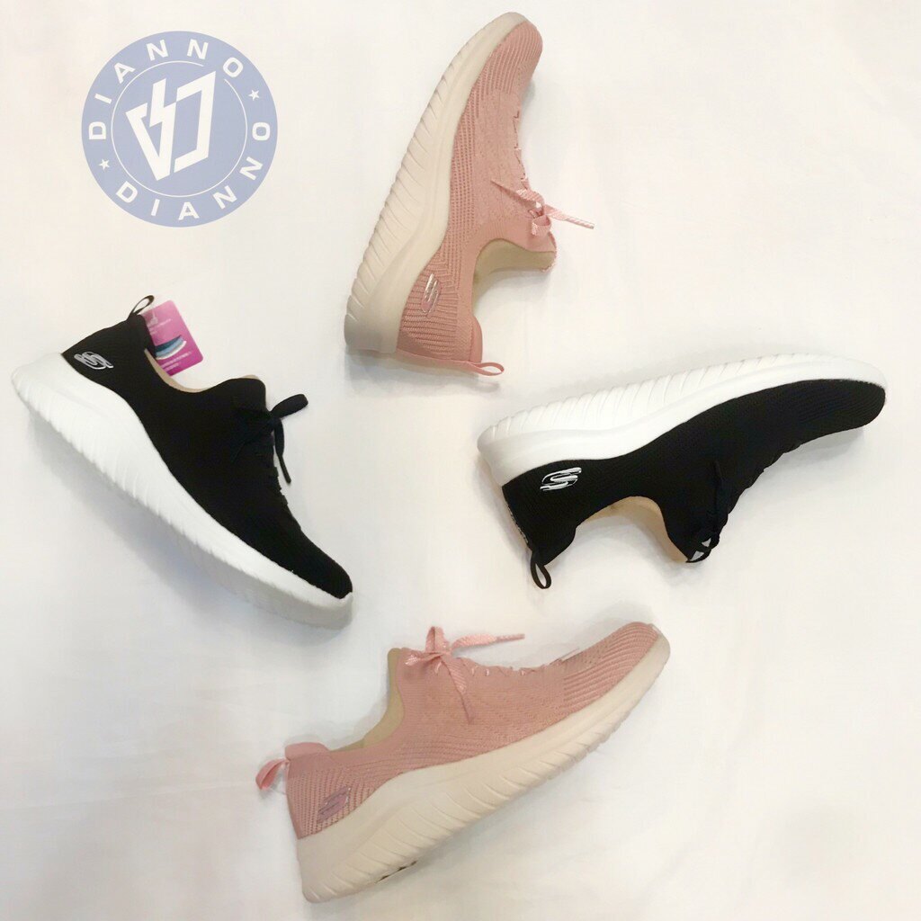 帝安諾-實體店面 Skechers Ultra Flex 增高 黑色 粉色 13356WBKS