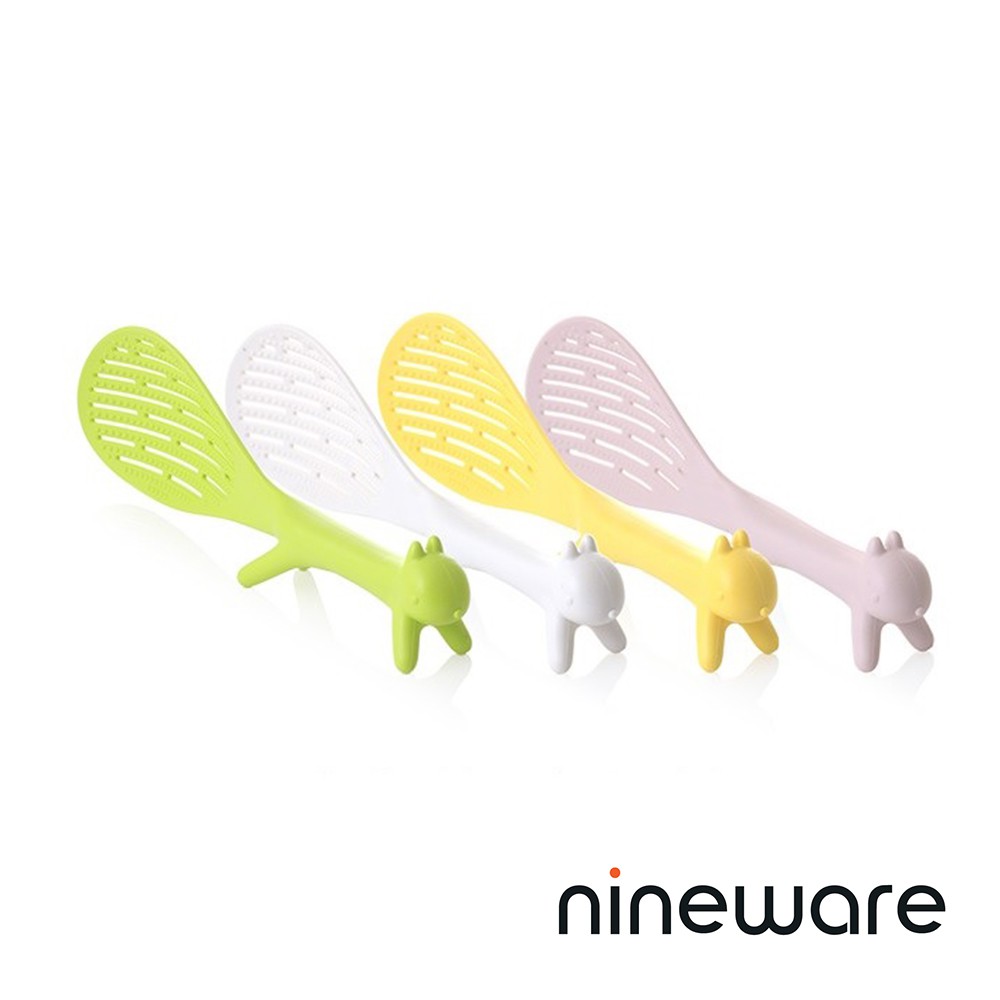 韓國nineware 松鼠洗米漏勺飯匙 韓版可愛造型廚房環保餐具不倒翁可站立不沾黏飯粒杓盛飯瓢餐廚用具