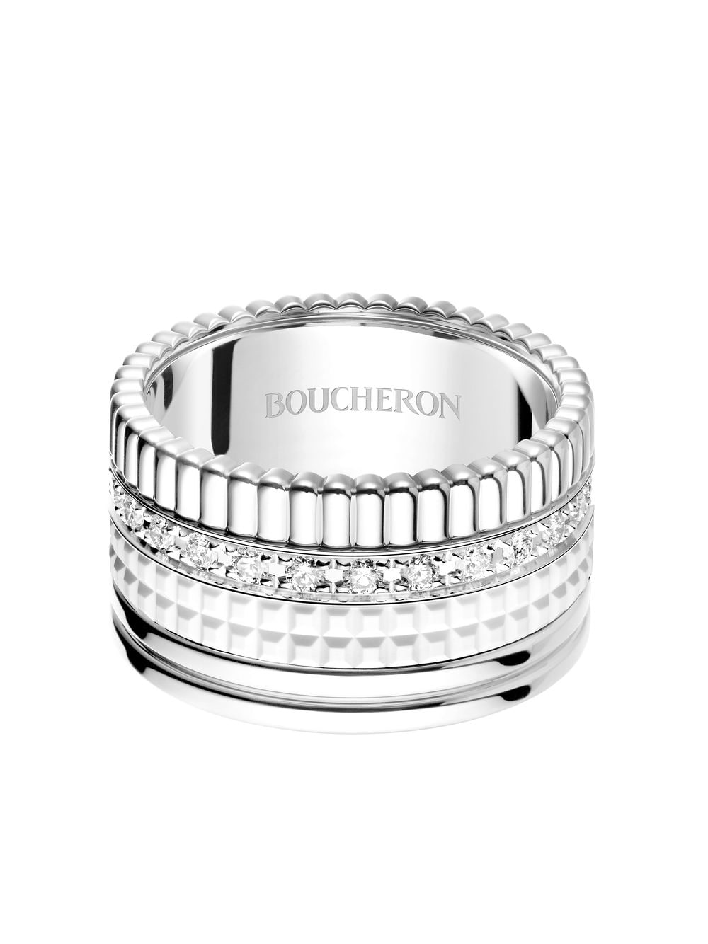 Boucheron - 18kt white gold Quatre Double White Edition diamond ring - unisex - 18kt Yellow Gold/Diamond - 59 - Silver