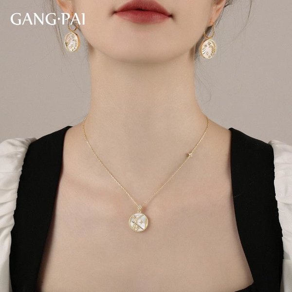 TTikk HANya~12十二星座情侶項鍊貝殼吊墜女閨蜜鎖骨鍊輕奢小眾設計感配飾飾品