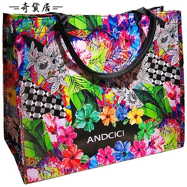 ANDCICI手繪插畫風手提袋防水袋大容量環保購物袋側背女學生書包