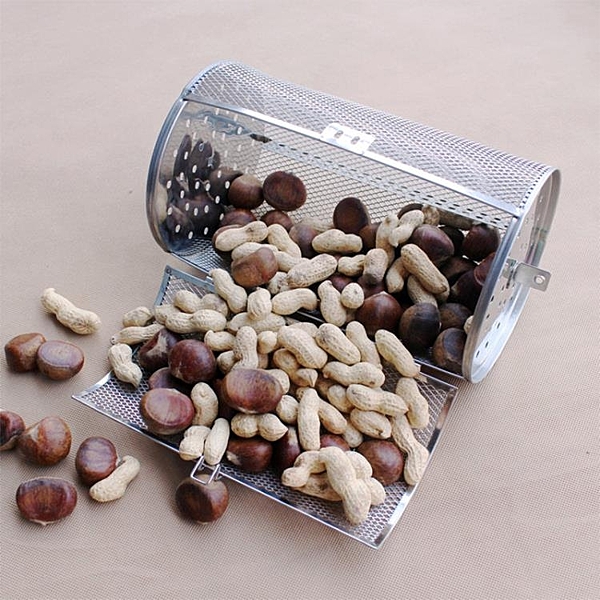 烘焙工具家用烤箱通用旋轉360度不銹鋼烤籠烘烤花生咖啡豆栗子籠