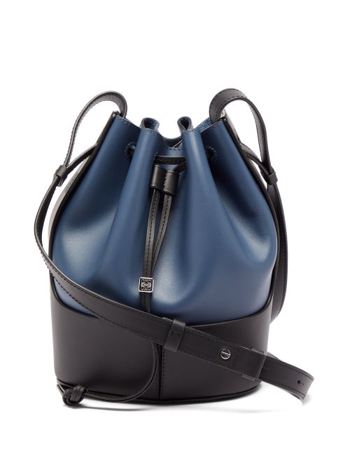 Loewe - Balloon Small Leather Shoulder Bag - Womens - Navy Multi