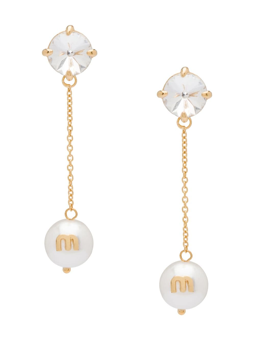 Miu Miu - Solitaire Jewels earrings - women - Plastic - One Size - F0ZJK GOLD + WHITE + CRYSTAL