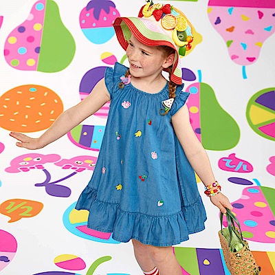 天絲棉牛仔A字洋裝,普普熊,1K3029