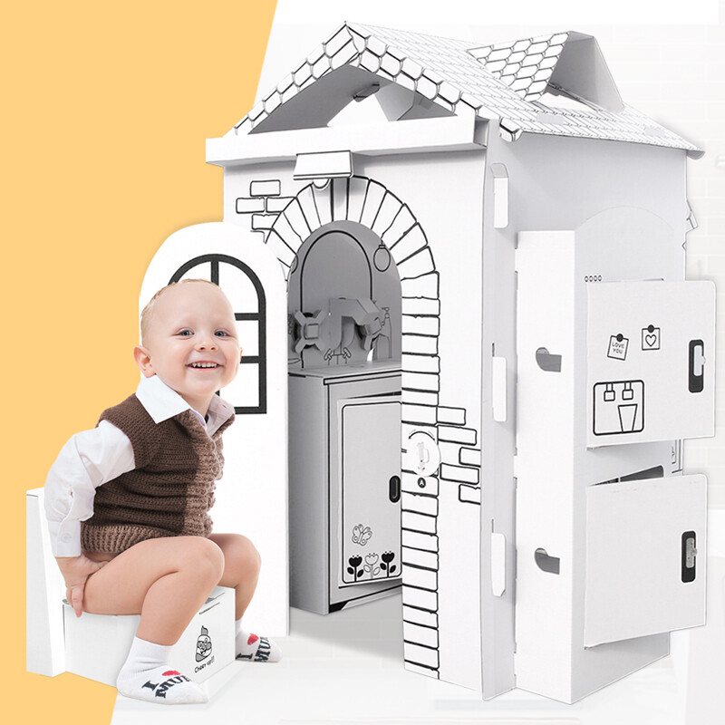 my house 我的秘密小屋系列 韓國超人氣no.1蒙氏空間思維兒童美術教育玩具 登上韓國超人回來了 無塑化劑的天然材質首創秒收納不占空間 趣玩紙屋家居系列可相容互相組合廚房遊戲浴室遊戲如廁遊戲一次