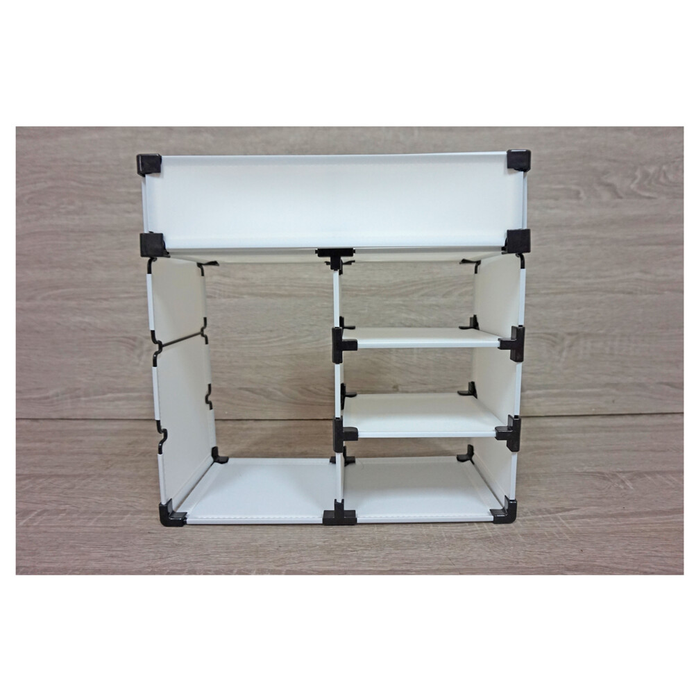 產品規格： 1. 尺寸：L37*W19.5*H37cm 2. 材質：板片-PP、鐵框電著表面、接頭ABS樹脂耐衝擊 3.商品內含： PP板片7