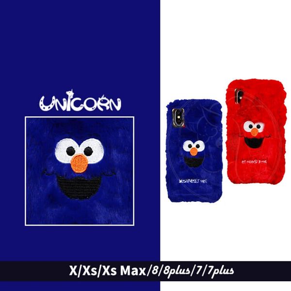 -好友-毛茸茸兩色ELMO 全包軟殼 保護殼 iphone XSMax XR X XS 8 8plus 7 7plus Unicorn手機殼