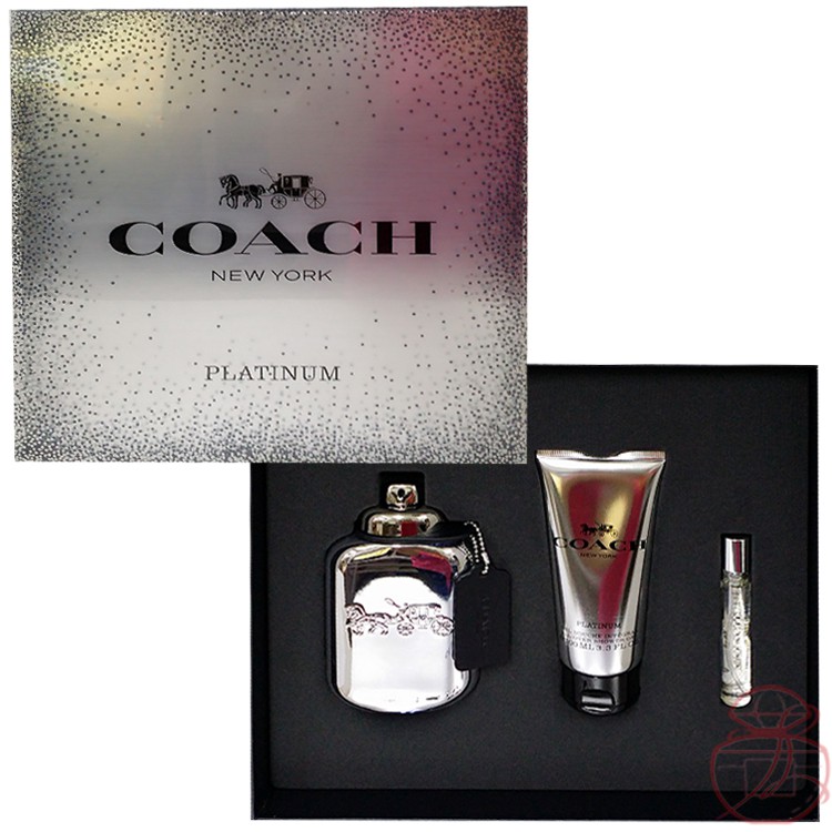 COACH 紐約白金男性淡香精禮盒(香精100ML+沐浴膠100ML+香精7.5ML)【岡山真愛香水化妝品批發館】