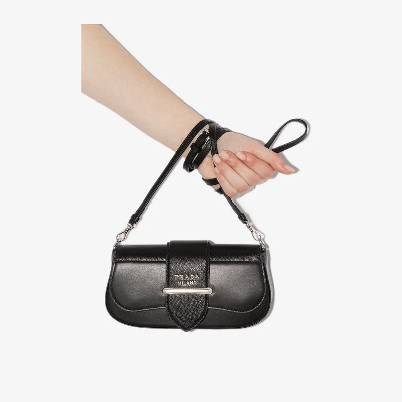 Prada Womens Black Sidonie Saffiano Leather Mini Bag