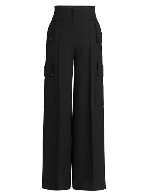 These luxurious wool pants are cut with a high-waisted fit and fall to an on-trend wide leg. Oversiz