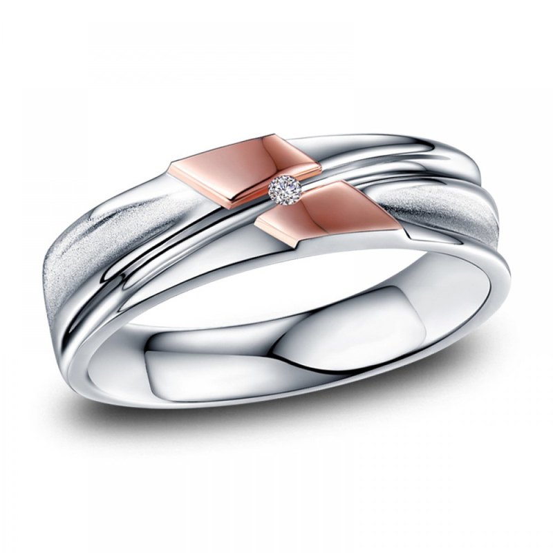 品牌： KOR Diamond 蔻兒鑽石 型號：SRW0265 男戒 材質 :14K玫瑰金及316L白鋼 戒圍皆可訂做,訂做不加價