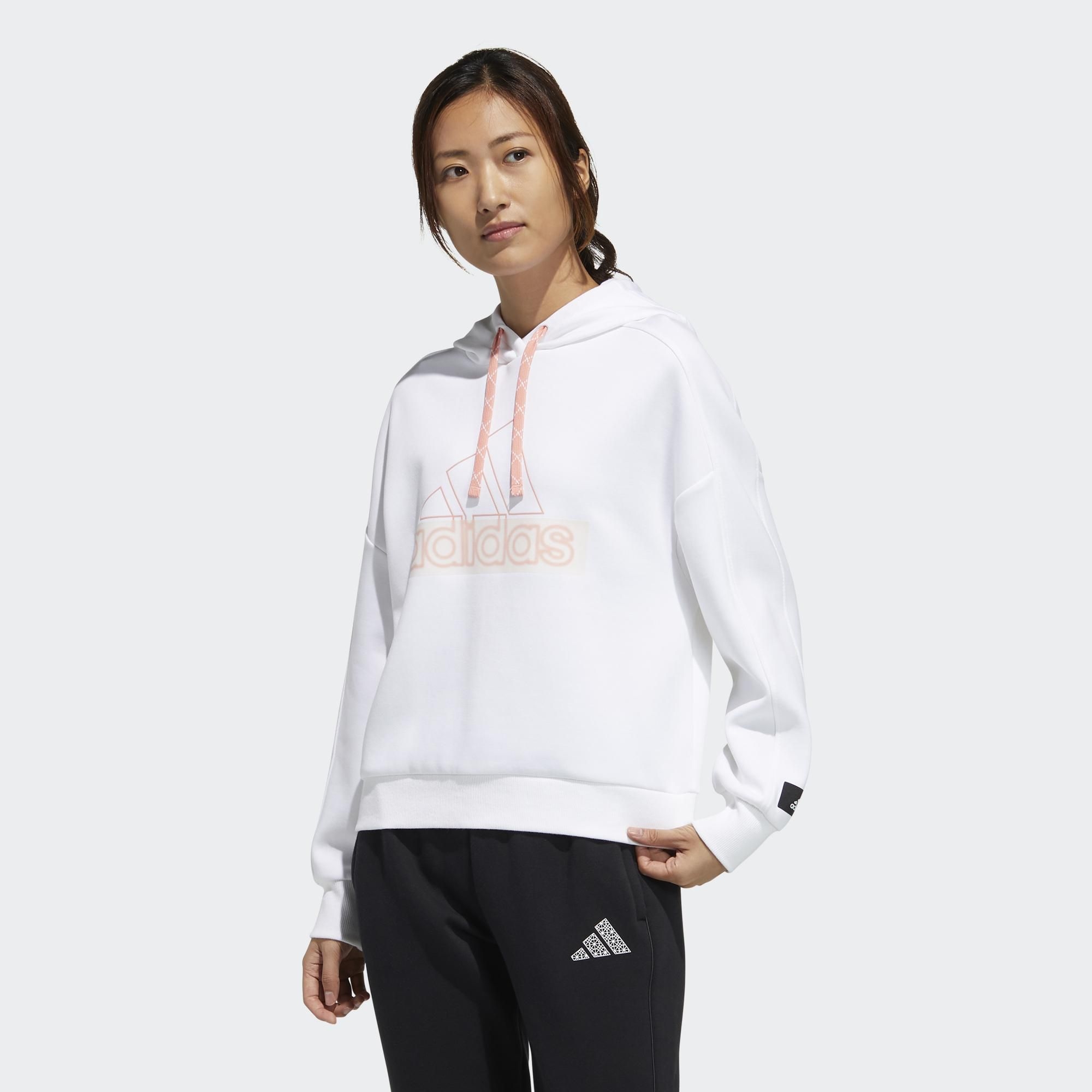 ADIDAS STR SWEAT HD 女 連帽T恤 白