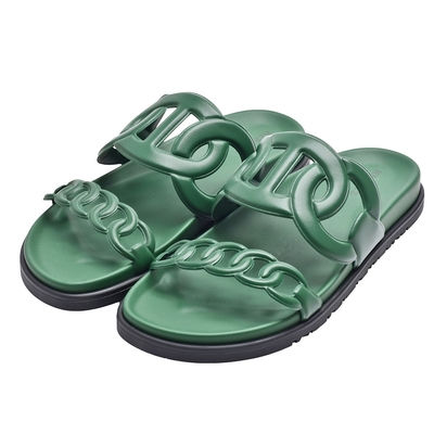 HERMES 經典Extra sandal Nappa 皮革休閒涼拖鞋(綠色)