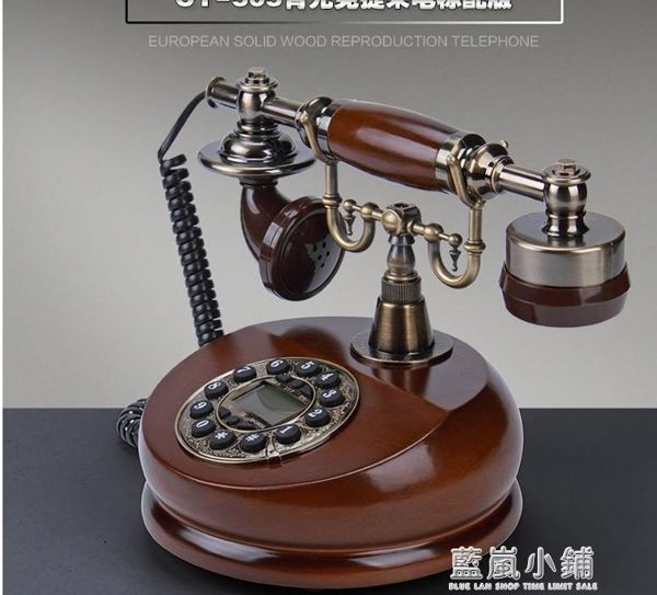 歐式實木仿古老式轉盤式撥號電話酒店賓館創意復古座式有線電話機qm 4/15