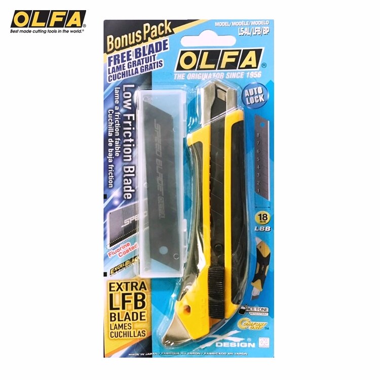 耀您館★日本製造OLFA好握X系列大型18mm塗氟LBF黑刃美工刀L5-AL/LFB/BP型(抗丙酮;自動鎖刀片)多用途美工刀 大美工刀 大型美工刀 多功能切割刀具
