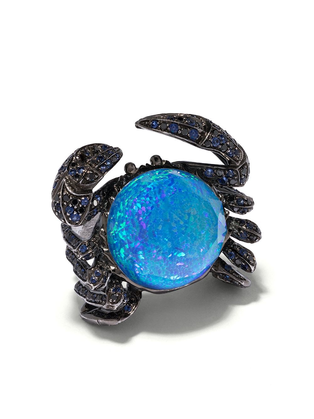 Stephen Webster - black rhodium 18kt white gold No Regrets Jewels Verne Crystal Haze crab diamond, sapphire and quartz ring - women - 18kt White Go...