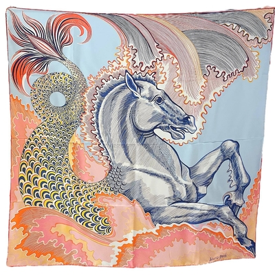 HERMES 愛馬仕最新話題款雙色雙面大方絲巾-海妖之馬(90*90)(兩色任選)