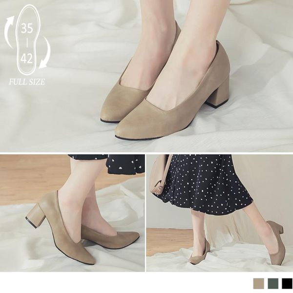 《SD0177》台灣製造~仿牛皮尖頭低跟鞋/全尺碼(35-42) OrangeBear