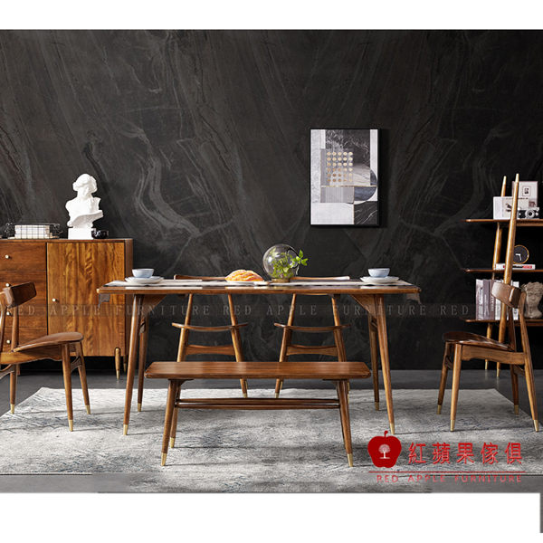 [紅蘋果傢俱]MG1093 金絲檀木(胡桃木)系列 餐桌/椅 餐邊櫃 書桌/椅 實木 北歐風 現代簡約 輕奢