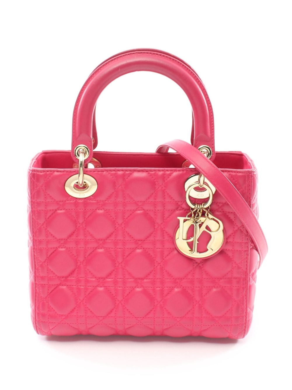 Christian Dior - 2020 pre-owned Lady Dior two-way bag - women - Calf Leather - One Size - Pink