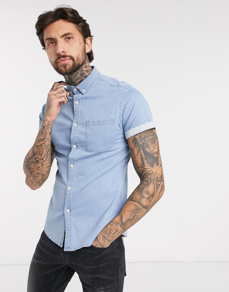 Shirt by ASOS DESIGN Part of our responsible edit Button-down collar Button placket Single chest poc