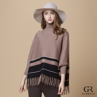 披肩斗篷針織衫 寬鬆版型，不限身型 優雅高領 下擺流蘇 模特兒資訊：174cm胸圍32 腰圍24臀圍34 穿著尺寸38