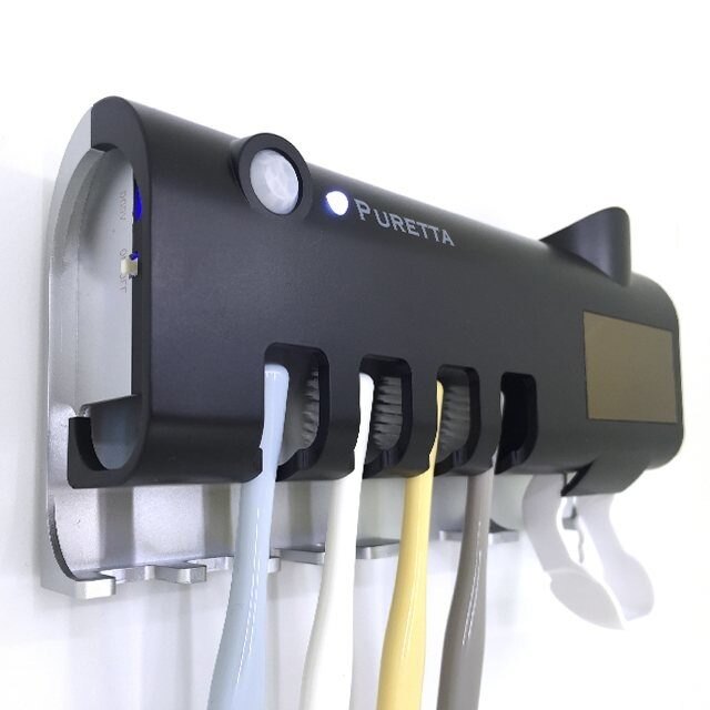 美國PURETTA太陽能紫外線消毒牙刷收納架 自動擠牙膏 收納