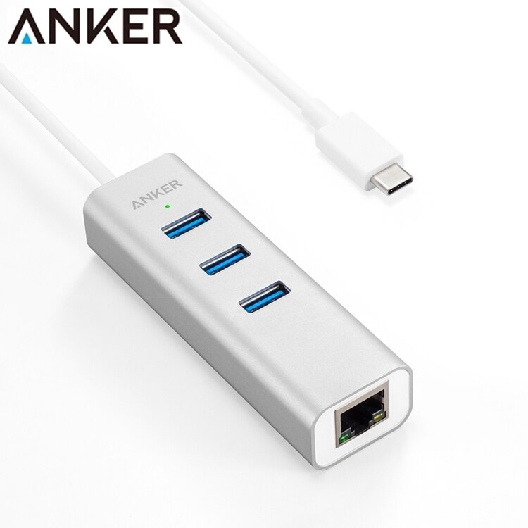 耀您館★美國Anker Thunderbolt 3乙太網路連接線+3埠USB3.0集線器 Macbook網路連接器 USB-C轉LAN轉接線 Type-c轉RJ45網路線 乙太網路轉換器Etherne