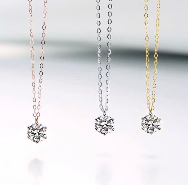 日本製18k 白k金/黃k金/玫瑰金 7分/10分 真鑽項鍊