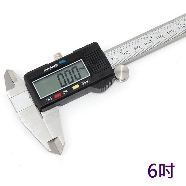 【商品規格】 尺寸：23.5*7.5 cm 規格:0-150mm/ 0-6英吋. 重量：160g 解析度:0.01mm/0.0005in. 材質：不鏽鋼 按鍵:三鍵電子數位游標卡尺 使用電源: LR4