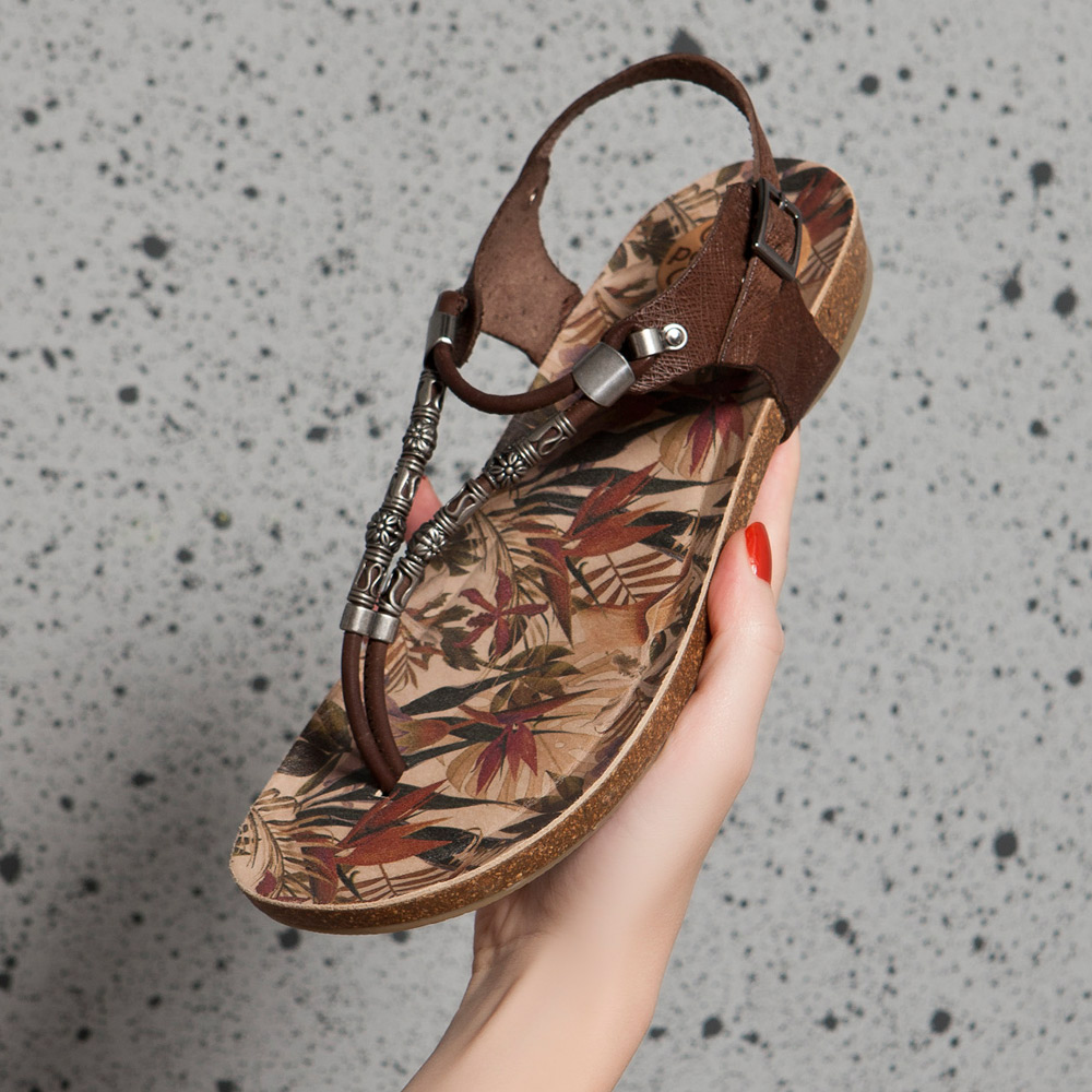 【結帳再減$200】串珠彩繪夾腳兩穿涼拖鞋 摩卡 (122220)