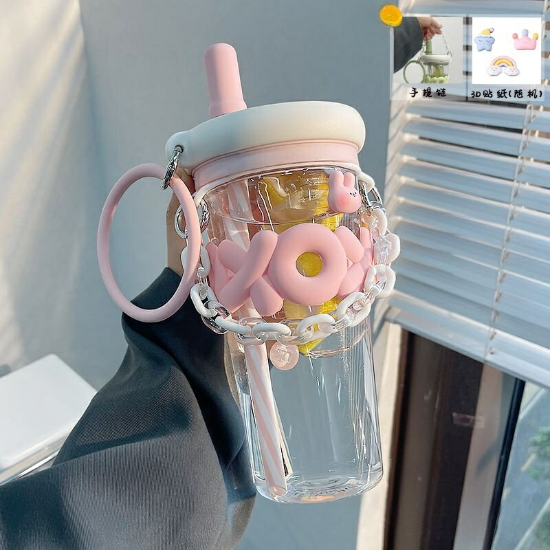 800ML大容量 大象杯 帶茶隔吸管杯 杯 環保杯 水壺 耐高溫 塑膠水杯 防摔 隨手杯 吸管水壺 隨行杯 果汁