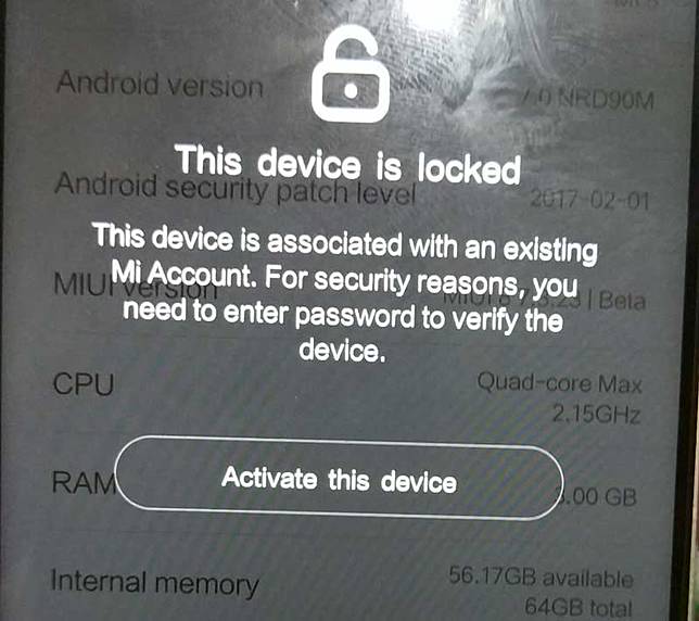 This device associated with mi account